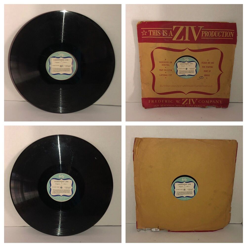 LIGHTNING JIM 16" Radio Transcription Disc 40s In Sleeve Program 7 & 8 Part 1